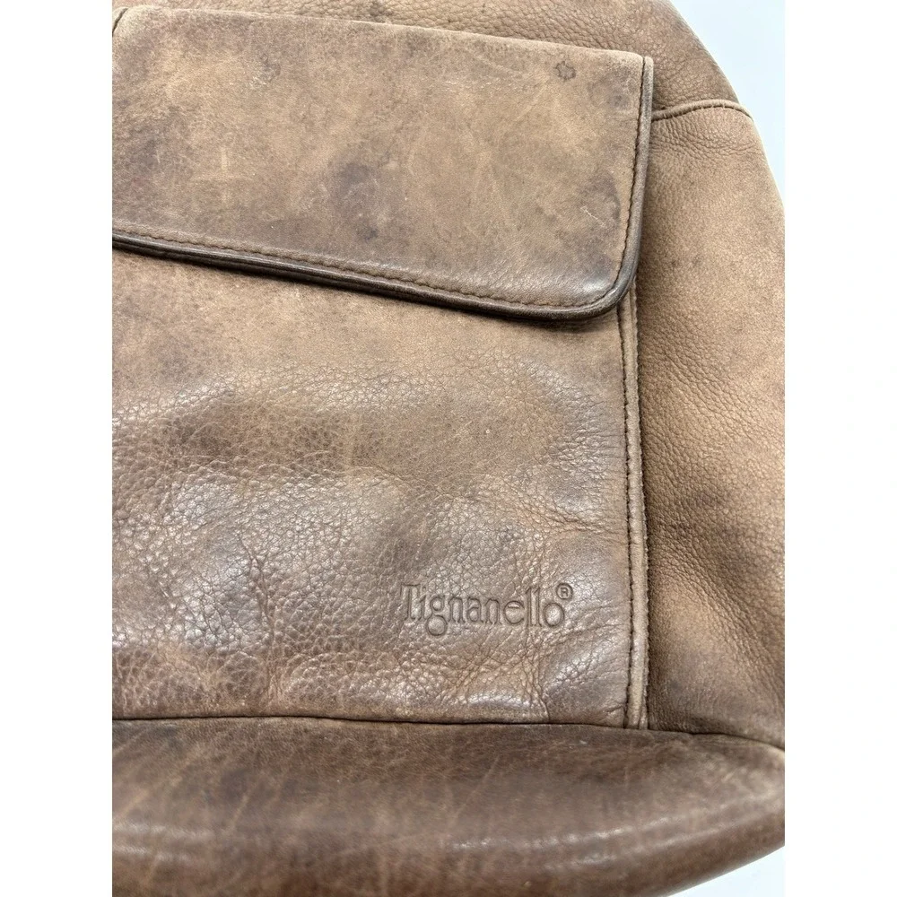Vintage Tignanello Brown Leather Sling Bag Convertible Backpack Y2K Teardrop